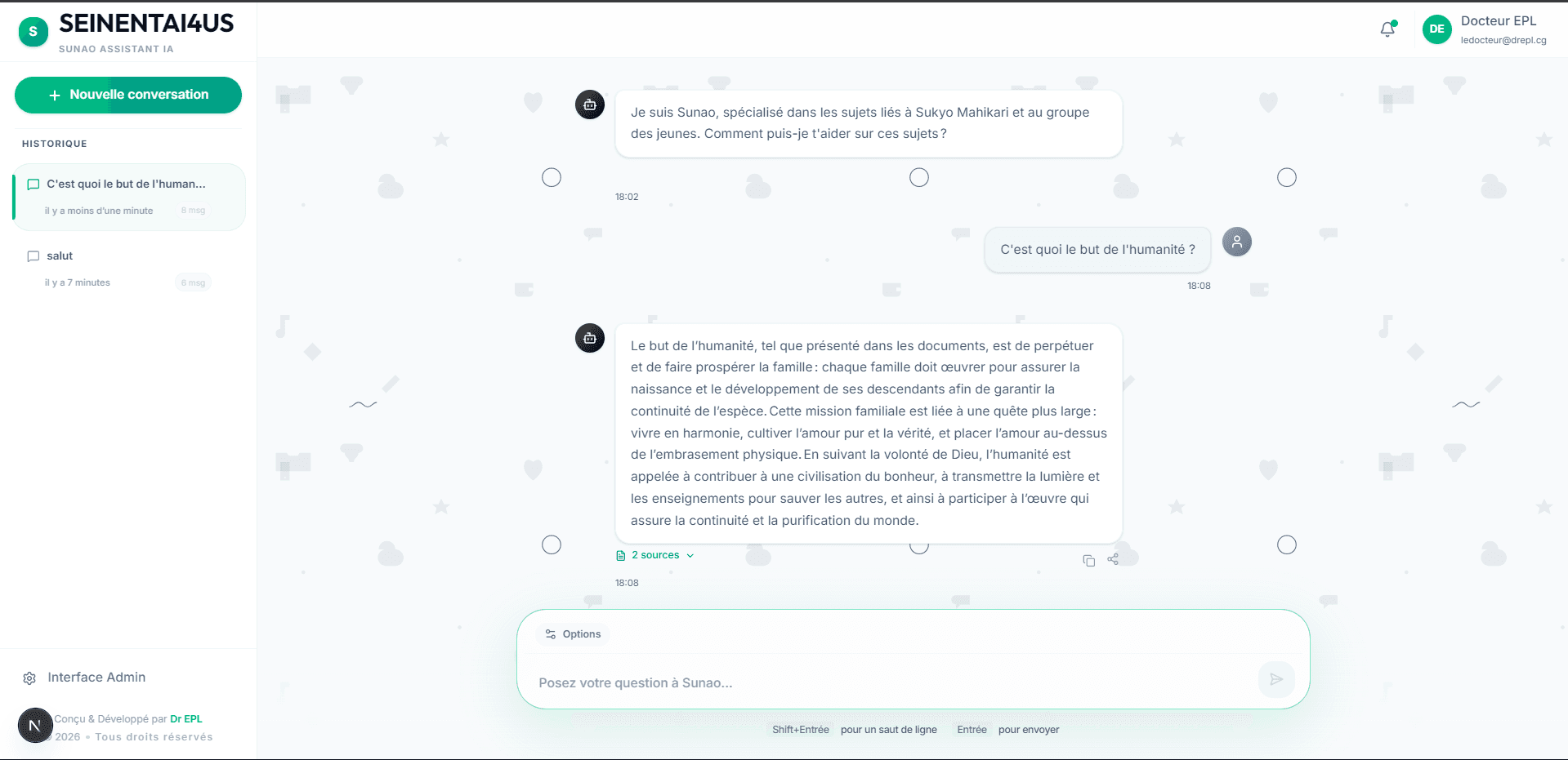Conversation avec sources