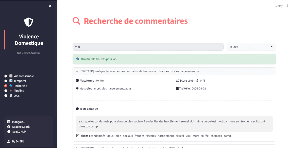 Stockage MongoDB